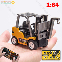 RC Forklift Truck Toys 1/64 Alloy Engineering Construction Vehicles Model Sound Light Collection Forklift Decoration Toy for Kid