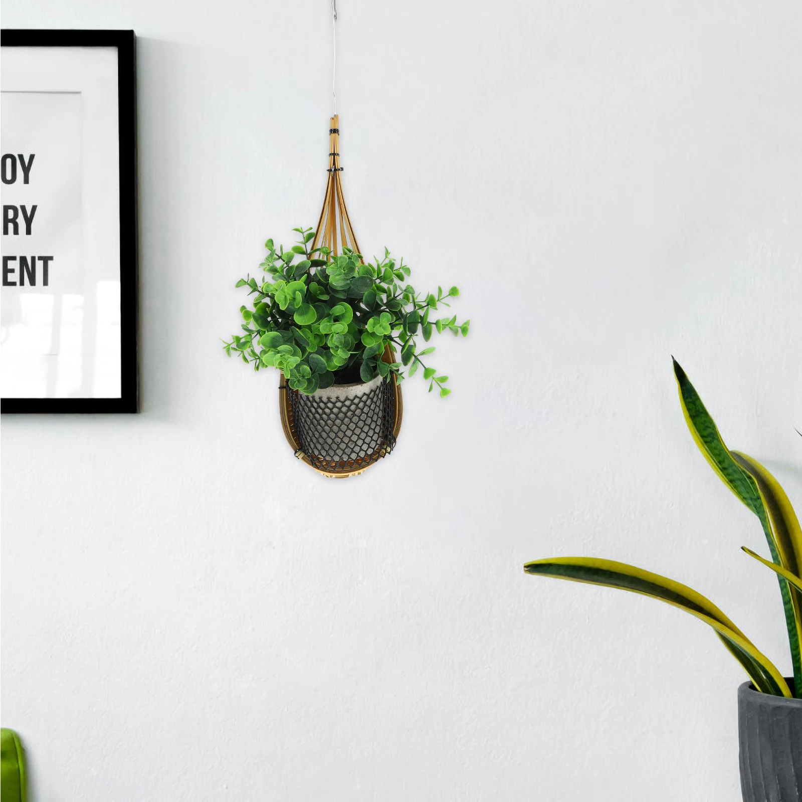 

2 Pcs Orchid Hanging Basket Bamboo Flower Pot Large Hook Plants Indoor Balcony Decor Durable Planter Garden Plant Container