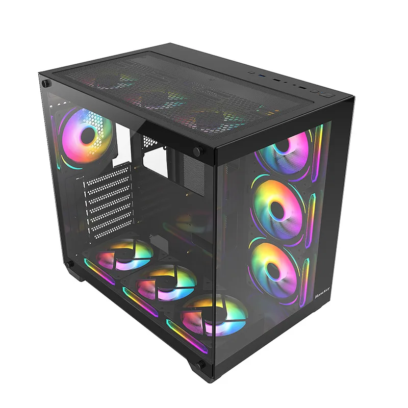 

S980 Tempered Glass Panoramic Side View No Pillar Computer Desktop ATX Gaming Case