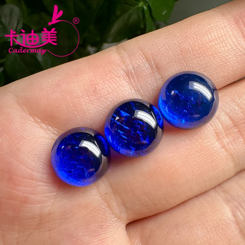 CADERMAY Round Shape Cab Cut Lab Grown Ruby Pigeon Blood Loose Stone With Inclusions For Rings Necklace Customized Smart Jewelry