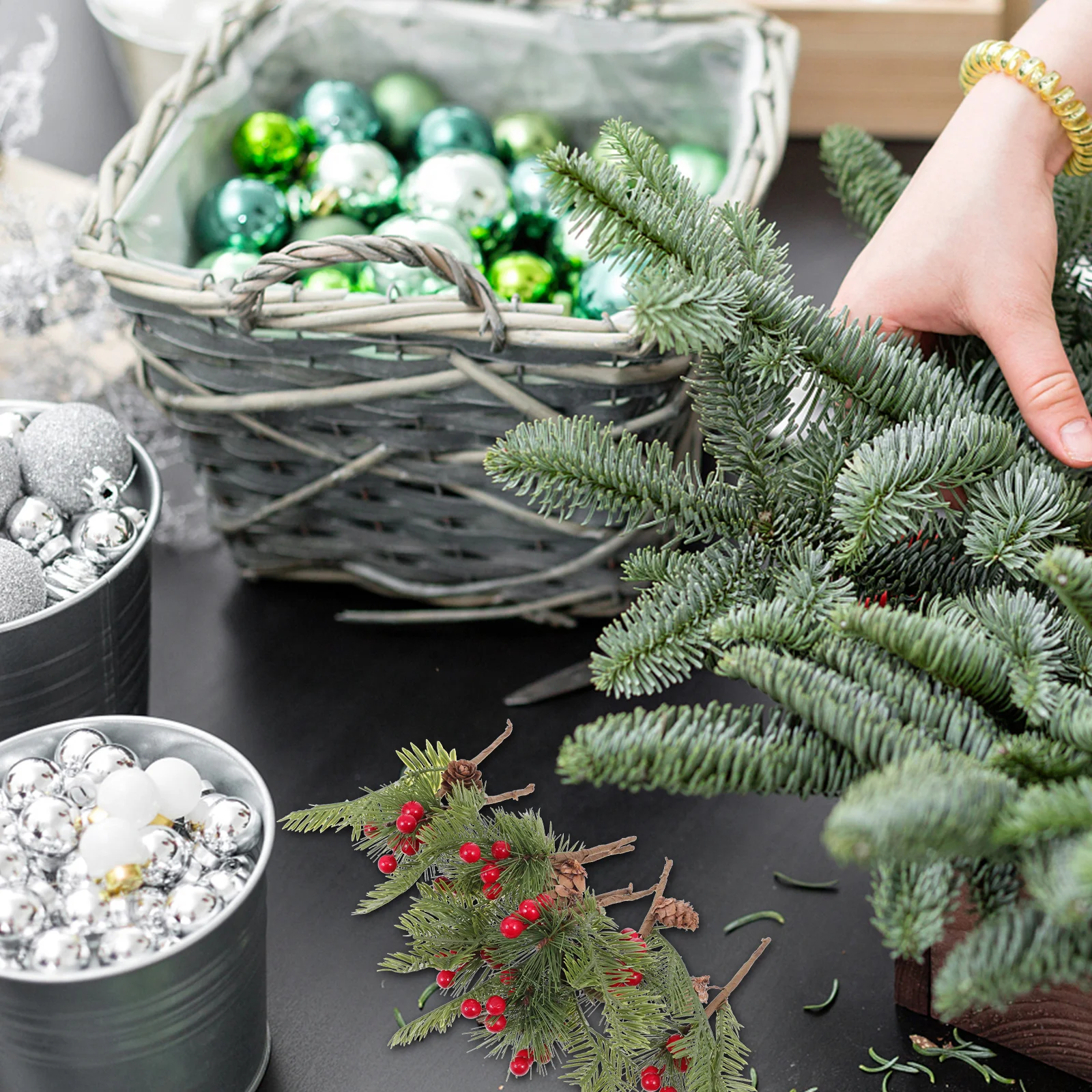 

10 Pcs Xmas Craft Greenery Christmas Things Artificial Pine Berry Garland Accessory