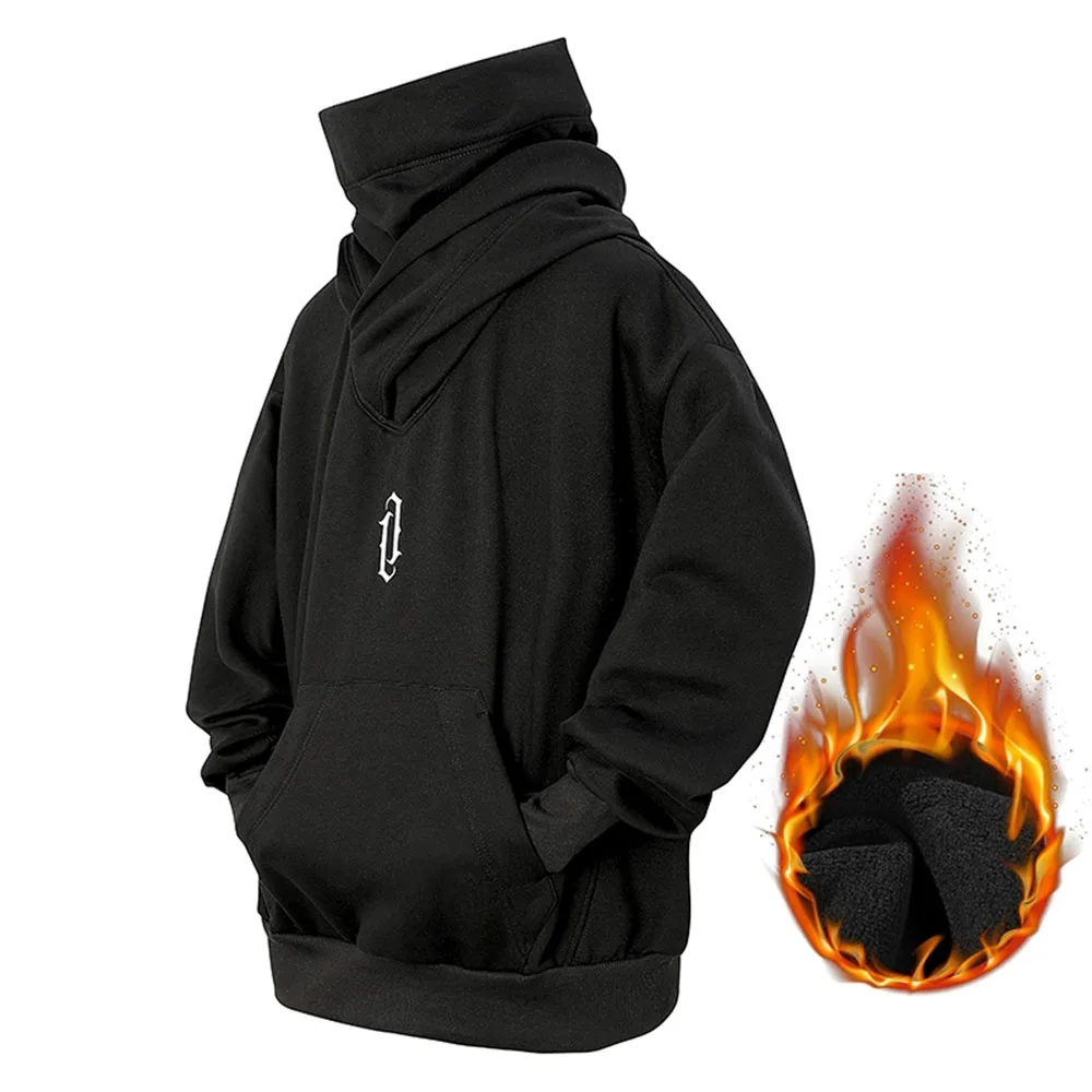 Autumn Ninja Street Wear Turtleneck Hoodie for Women Alphabet Embroidered Hip Hop Fashion Sweatshirt Y2K Clothes Vintage Hoodies
