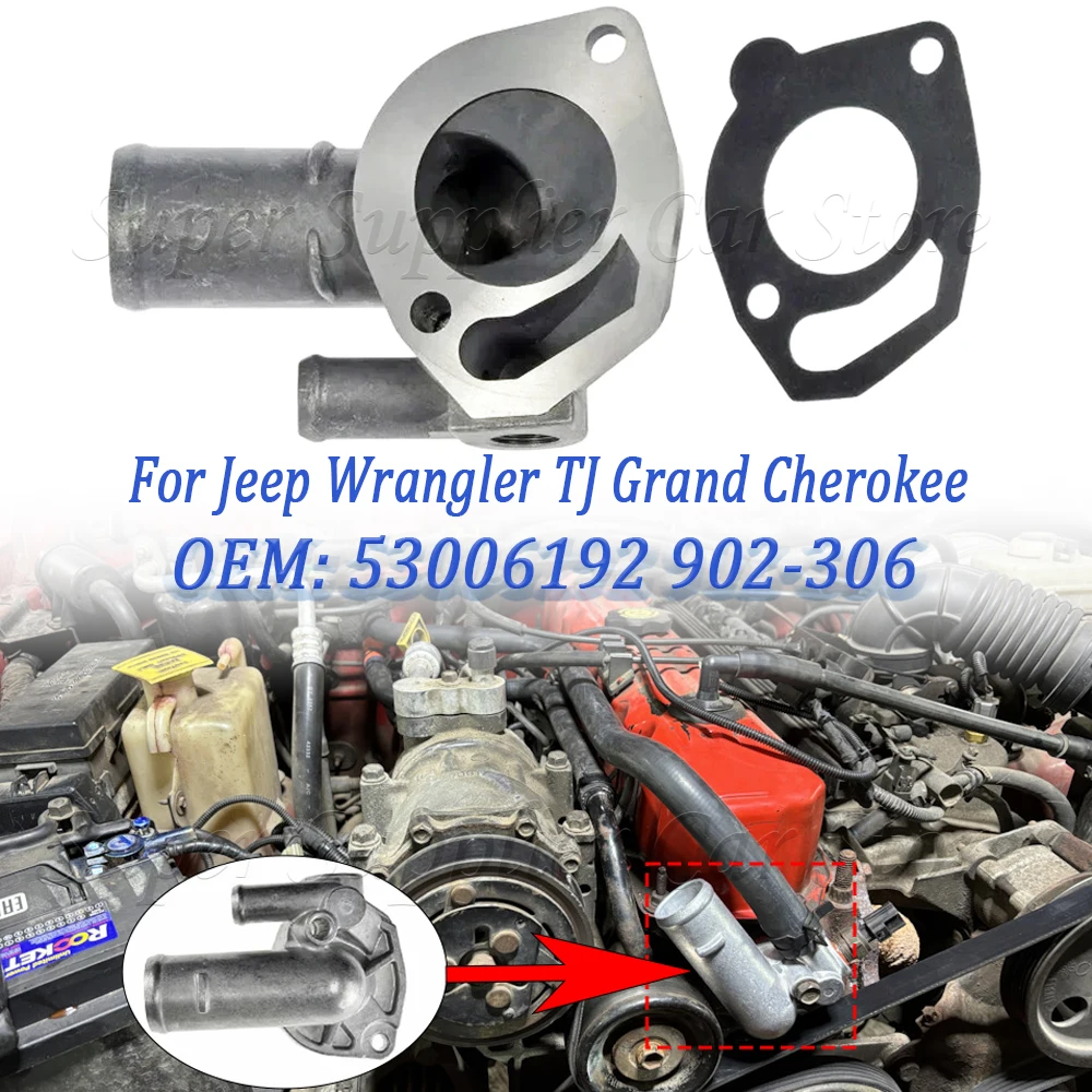 Carcasa del Termostato de Refrigerante para Jeep Grand Cherokee 1993-2004, para Jeep Comanche, para Jeep Cherokee 1991-1992, 53006192, 902-306