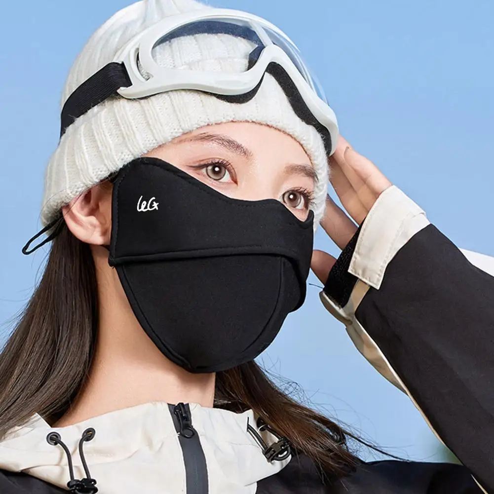 قناع وجه سميك ثلاثي الأبعاد دافئ قناع وجه نسائي مريح وأنيق - مقاوم للرياح والدفء مع حلقات الأذن غطاء وجه مقاوم للبرودة #3