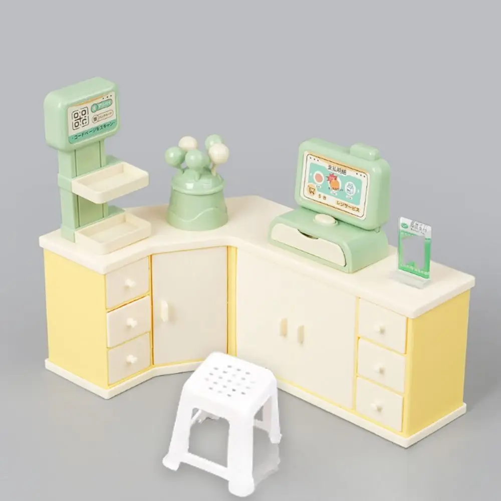 Reutilizável Dollhouse Miniature Cash Register, Caixa Contador, Supermercado Brinquedos Simulação, Pirulito Snack Rack, Snack Contador