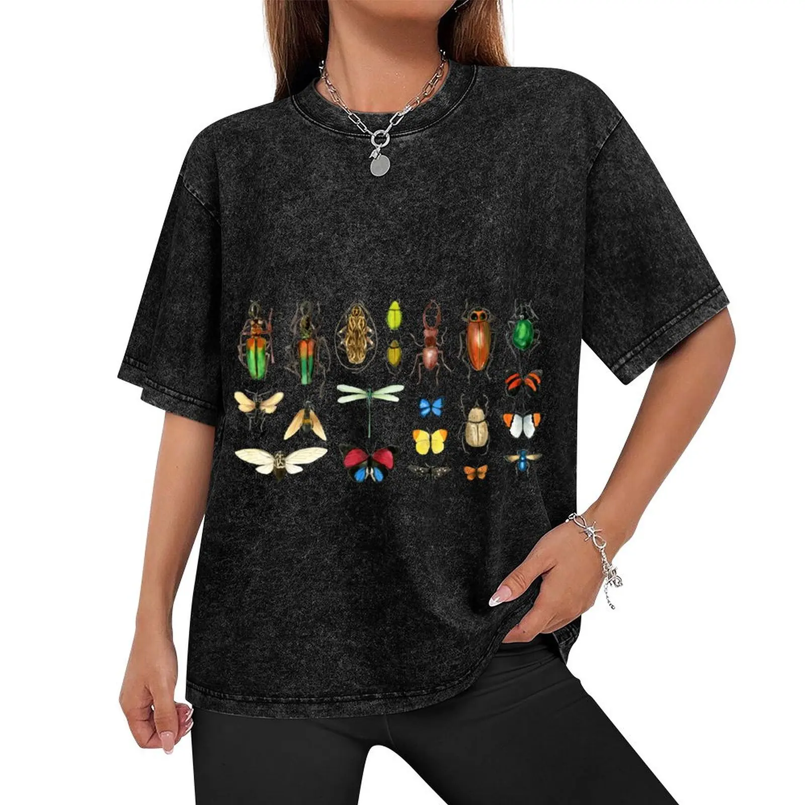 The Usual Suspects - Insects on grey - watercolour bugs pattern by Cecca Designs T-Shirt customizeds men workout shirt