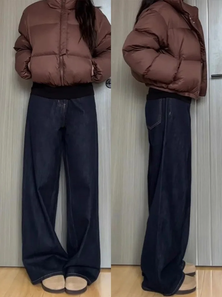 

Женские джинсы Deep Blue A-Line с широкими штанинами, весенняя новинка, большие размеры, свободные, стройнящие, в расслабленном стиле, с высокой талией, длинные