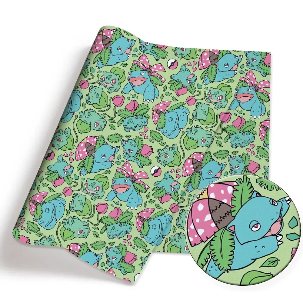 Tela de dibujos animados de Pokémon, 140x50cm, costura hecha a mano, Patchwork, acolchado, vestido de bebé, hoja para el hogar, tela estampada, costura para niños