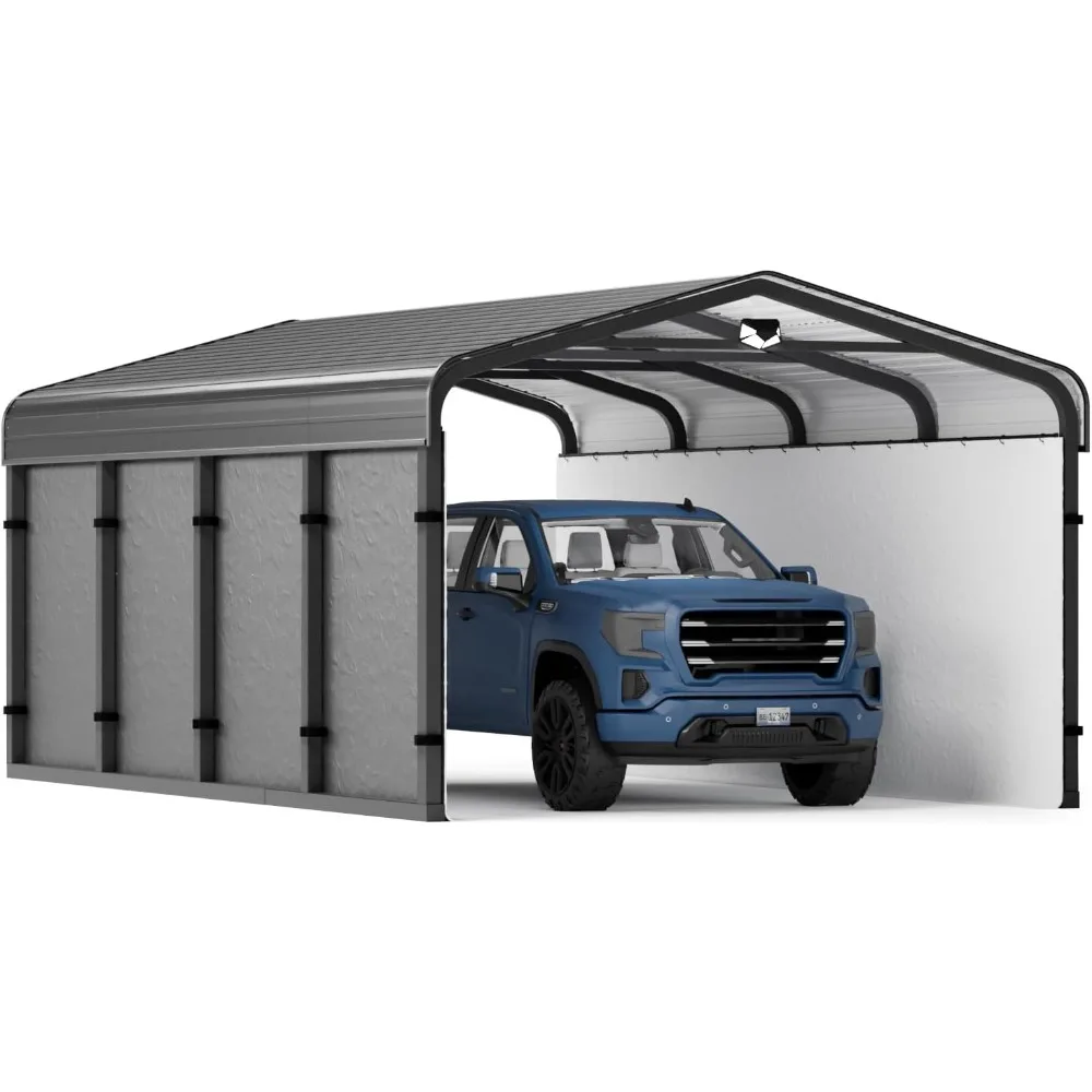 

12x20 Metal Carport, Heavy Duty Car Carport Canopy, Galvanized Steel Roof Car Tent Garage, CarPorts with Removable Polyethylene