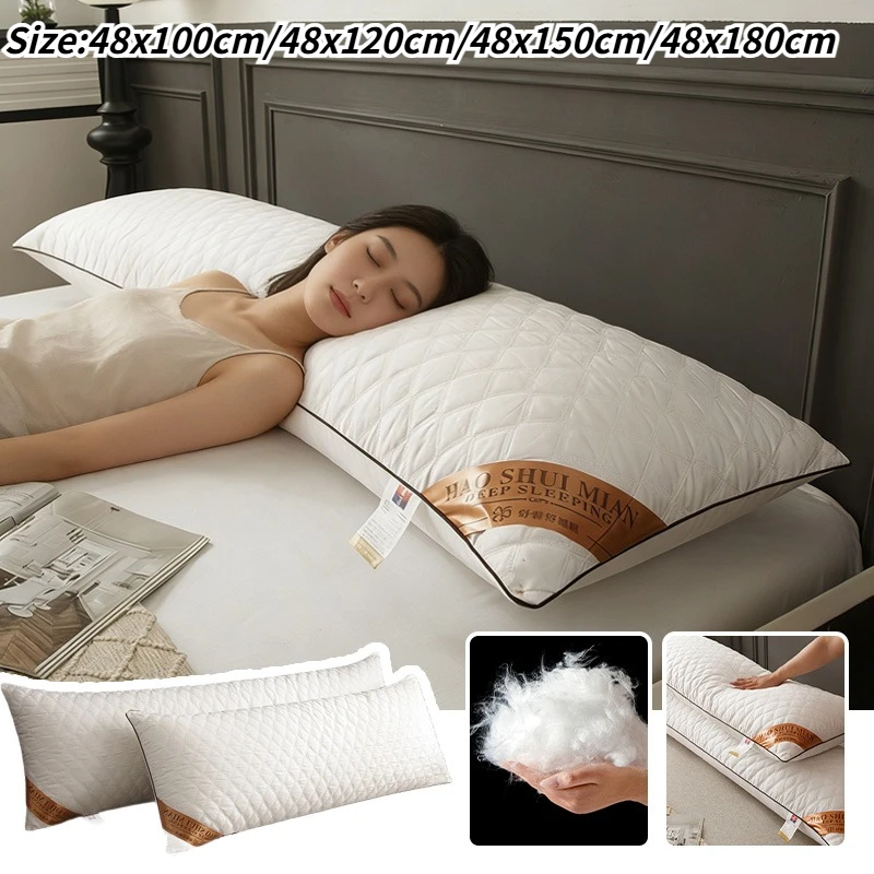 1PC White Quilted Double Pillow Core Comfortable Soft Long Body Pillow for Neck Support Contains Filler Bedroom Couch Home