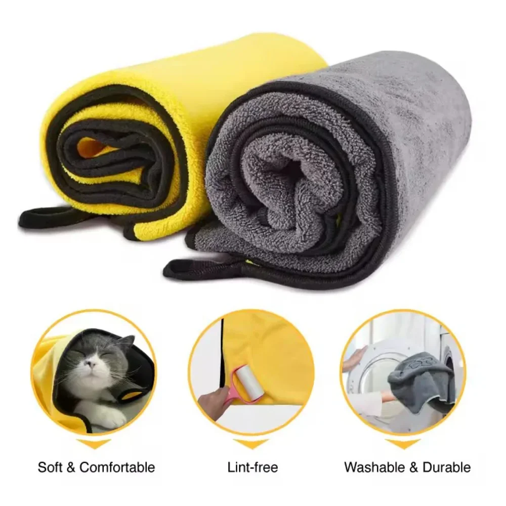 Pet Quick Dry Dog Cat Absorbent Towel Microfiber Cat Dog Bath Towel Convenient Clean Towel Dog Bathrobe Blanket Pet Supplies