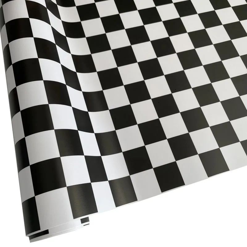 Black White Checkered Camouflage Vinyl Film Adhesive Car Decal Wrap For Kitchen Countertop Cover Sticker