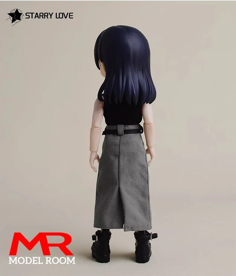 Saia Feminina de Comprimento Médio Escala 1/12 para Bonecas BJD Asi 3.0 e Figuras de Ação Romankey de 6''