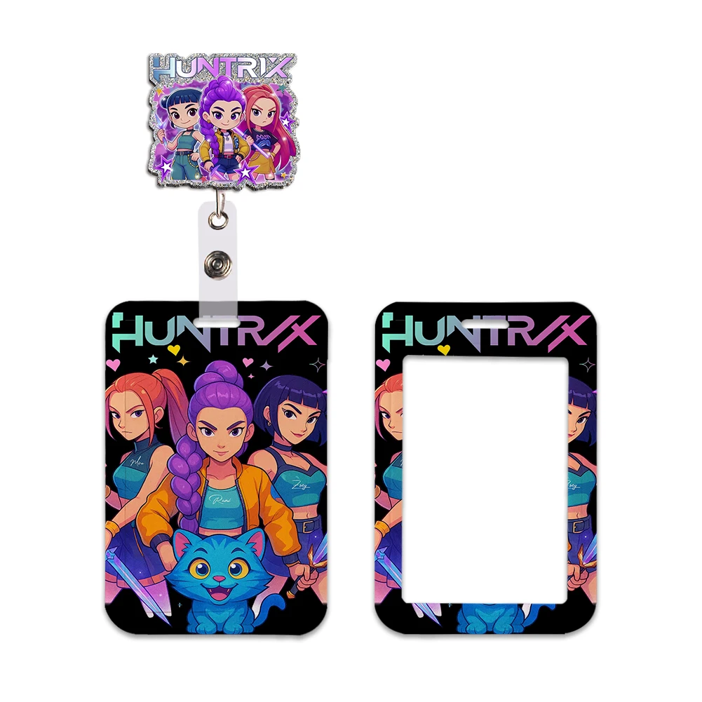 

K P Girl Group D H W Cartoon Card Holder Work Permit Name Badge with Keychains Student Id Card Lanyard Holder Accessories