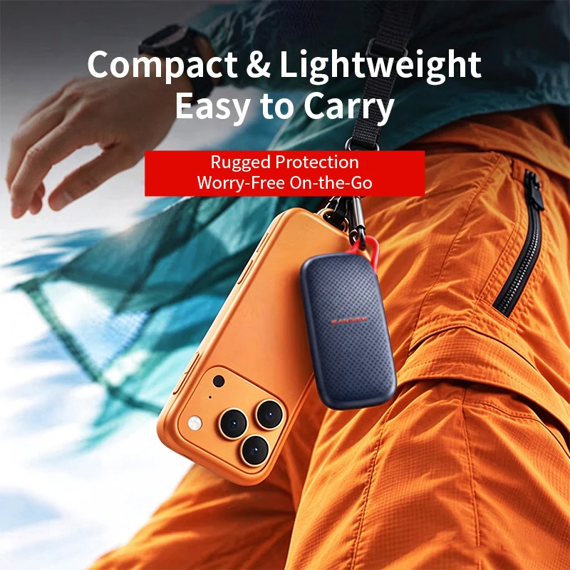 SanDisk 2TB 1TB 500GB Portable SSD 1000MB/s Read for AI Content Creation USB 3.2 Gen 2 External SSD with 2m Drop Protection