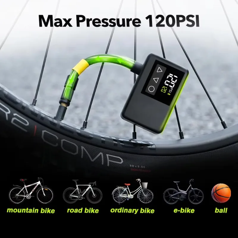 Gonfiatore per pneumatici a sfera per bicicletta elettrica Pompa di aria senza fili per mountain bike Compressore d'aria per pneumatici portatile Gonfiatore per pneumatici ricaricabile