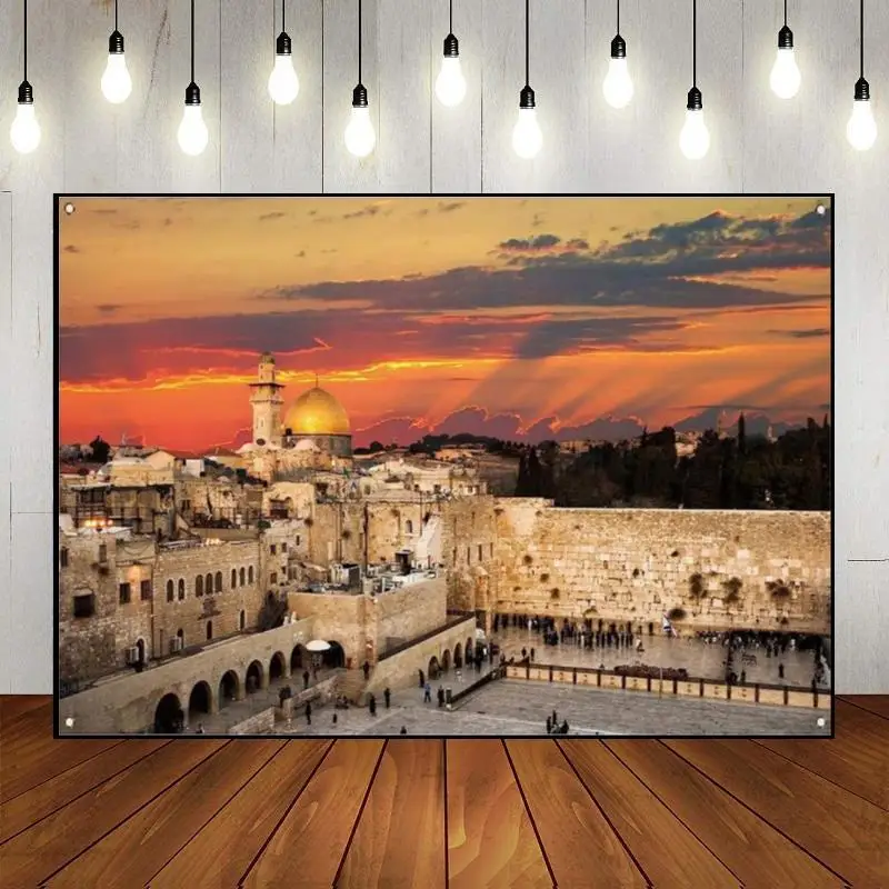 Jerusalem Western Wall Decoration Photo Background Party Birthday Shana Tova Sukkot Sukkah Yom Kippur Purim Passover Baby Shower