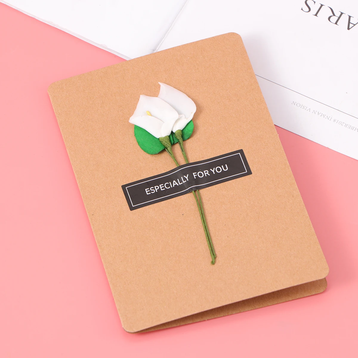 

Handmade Dried Flower Greeting Cards Creative Decorative Birthday Wedding Invitation Cowhide Paper Design Diy Folding
