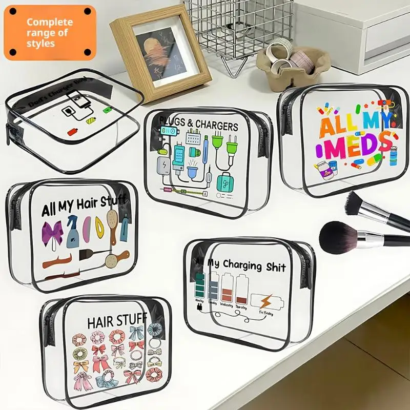 

1PCS Transparent PVC Makeup Bag with Zipper Spacious Cosmetic Organizer Lightweight Travel Toiletry Case for Women