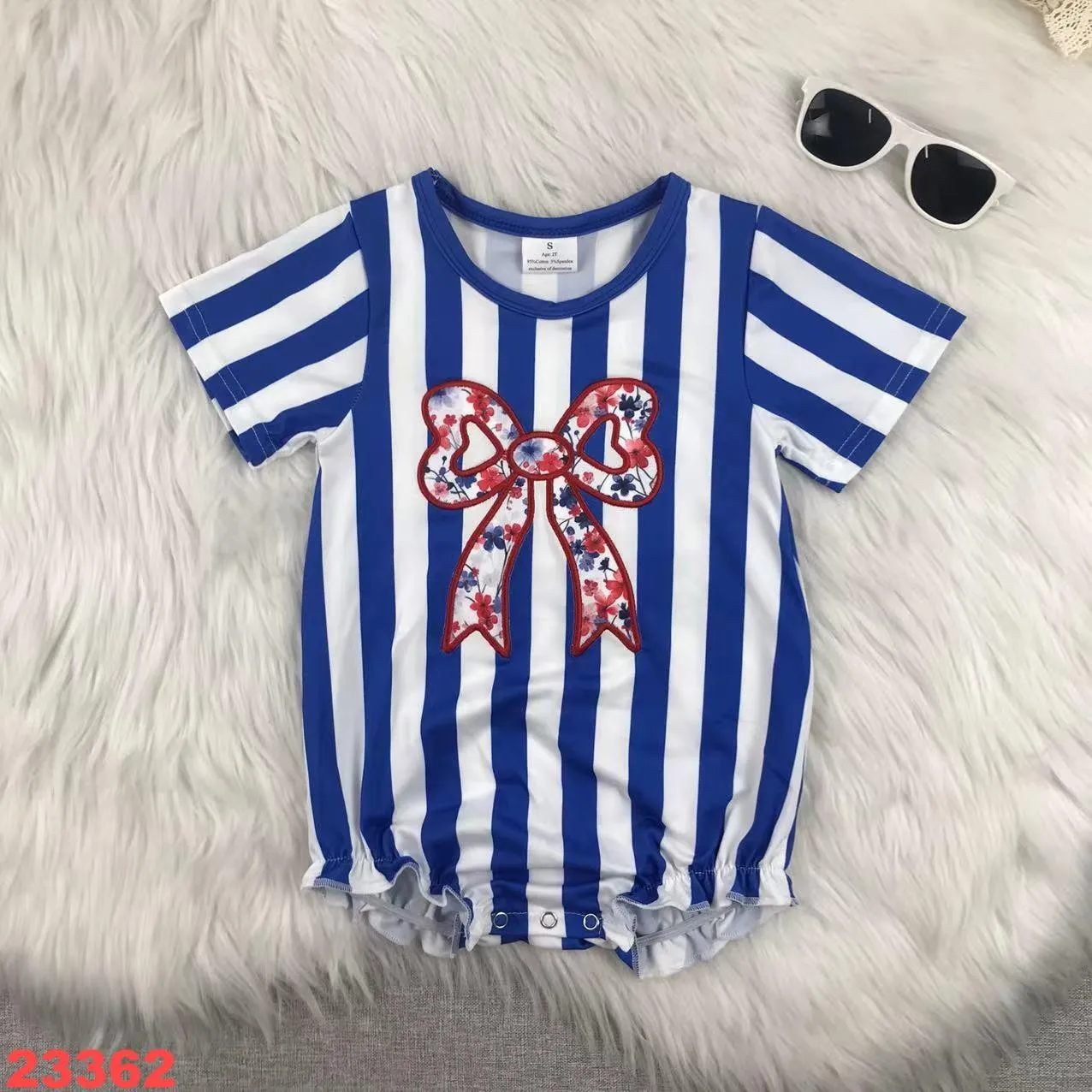 New bow Mother's Day Romper Girl Jumpsuit Trucker Short Sleeve Shorts Set Love  Newborn Clothes