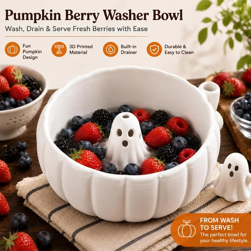 Halloween Pumpkin‑ghost Swirl 3d‑printed Bowl Practical Decorative Storage Dish For Fruits Candies & Small Treats