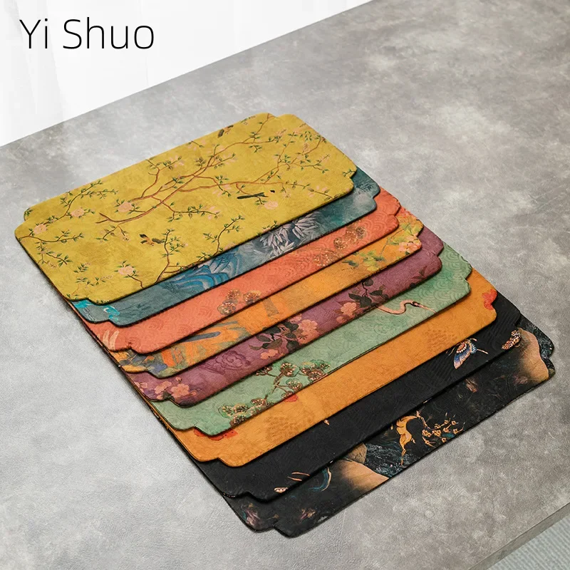 

Chinese Zen Small Tea Seats Light Luxury Short Tablecloth Mat Vintage Fabric Tea Ceremony Double-Sided Thickened Tea Towel