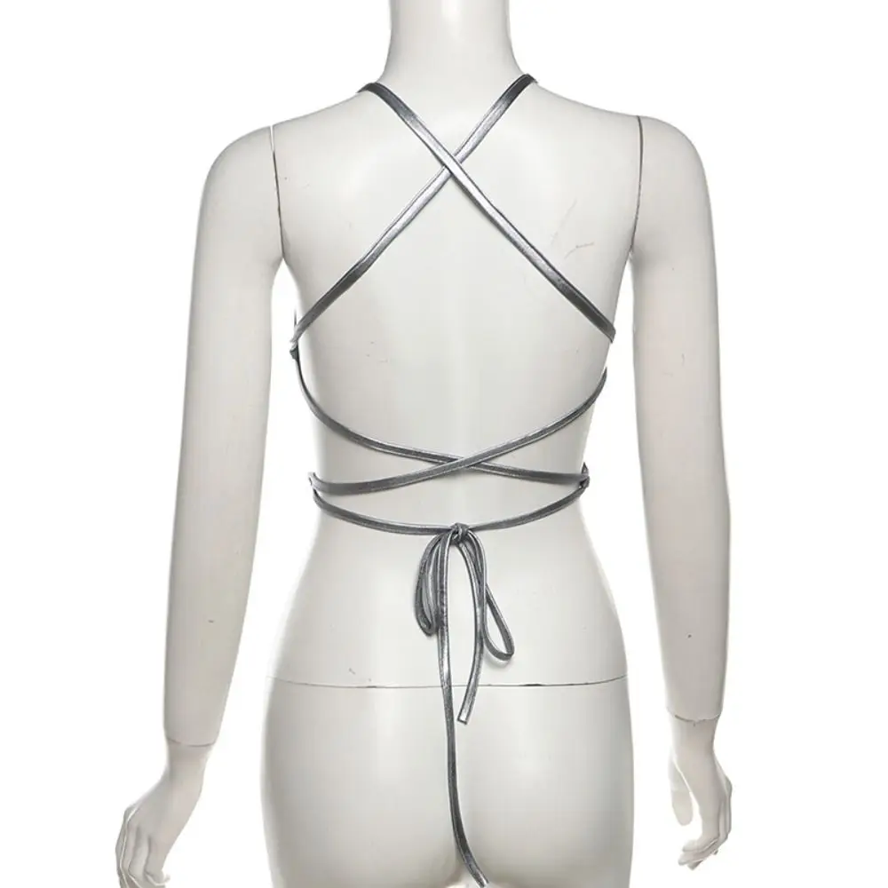 أزياء لامعة Y2K سليم المحاصيل القمم سليم صالح الدبابات الشرير فراشة سترة حار فتاة نمط الملابس الداخلية الرقبة الرسن أعلى الشارع الشهير