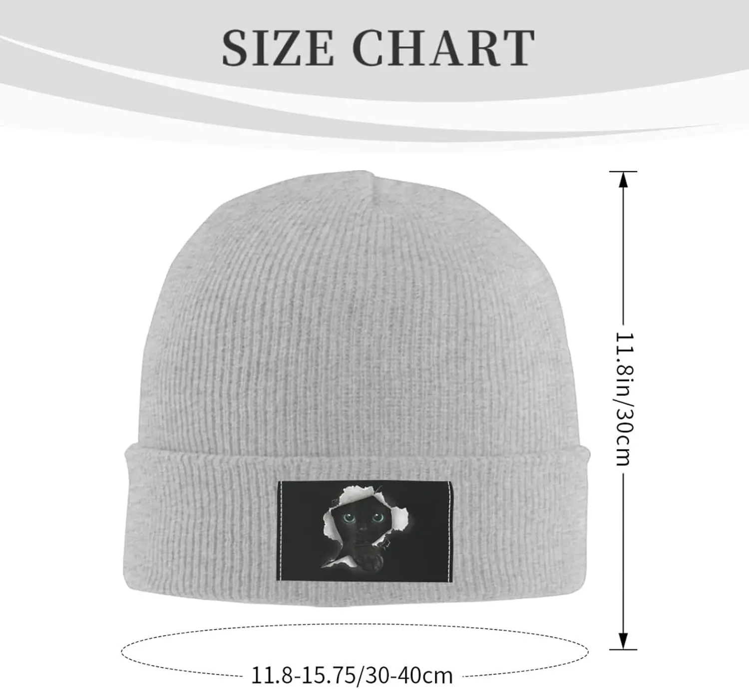 Black Cat Torn Cloth Funny Beanie Hats for Men and Women Beanie Winter Soft Cozy Warm Stretch Thick Trendy Beanies Hats Cap