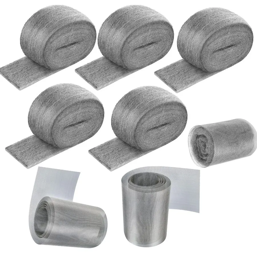 

Wool Bulk 5 Steel Wools amp 2 Stainless Wire Mesh, Mouse Hole Filler for House amp Garden, Fine SteelWool for Polishing Chrome,