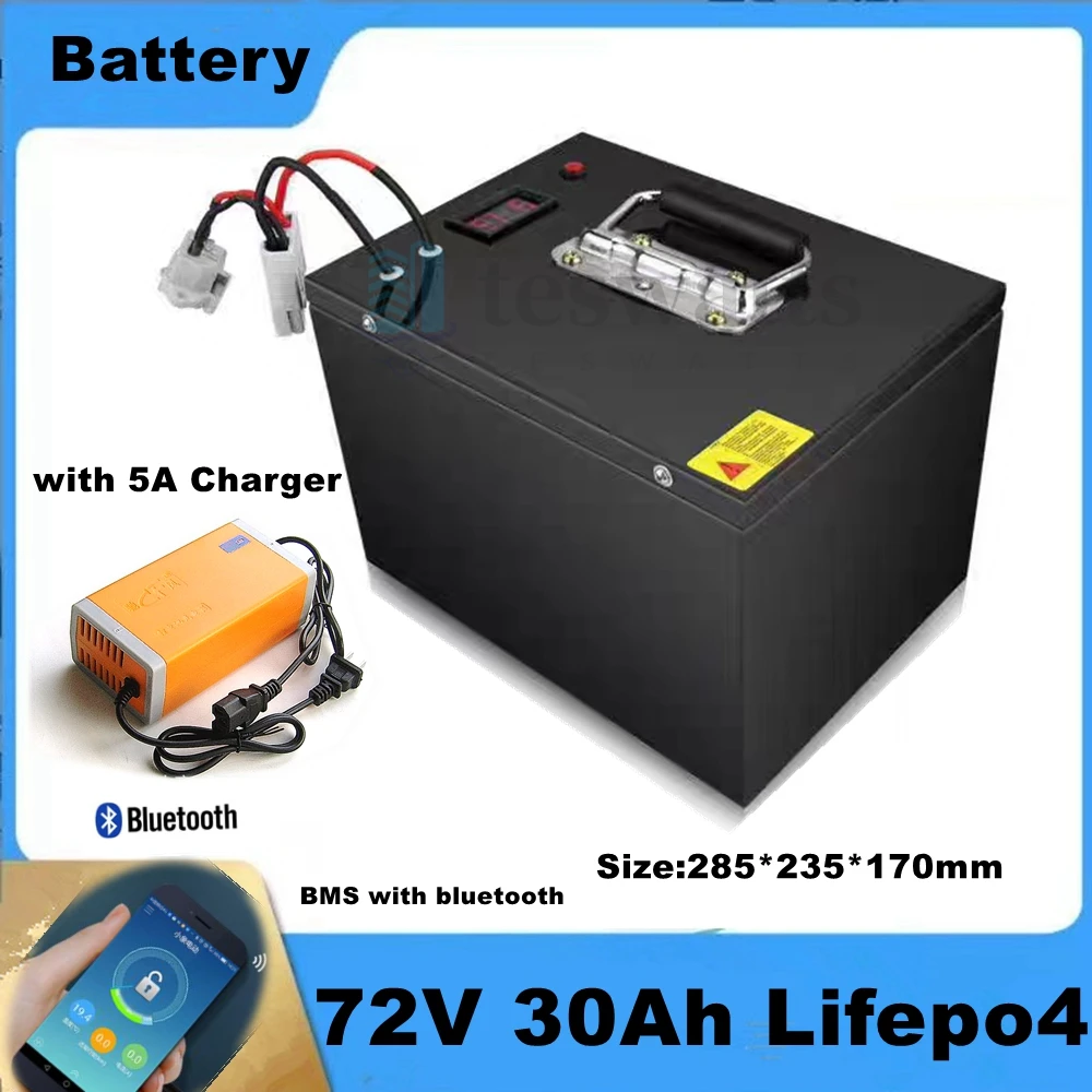 Upgraded 72V 30Ah 20Ah Lifepo4 battery pack BMS with bluetooth for motorcycle electric scooter power tool solar energy+5A Charge