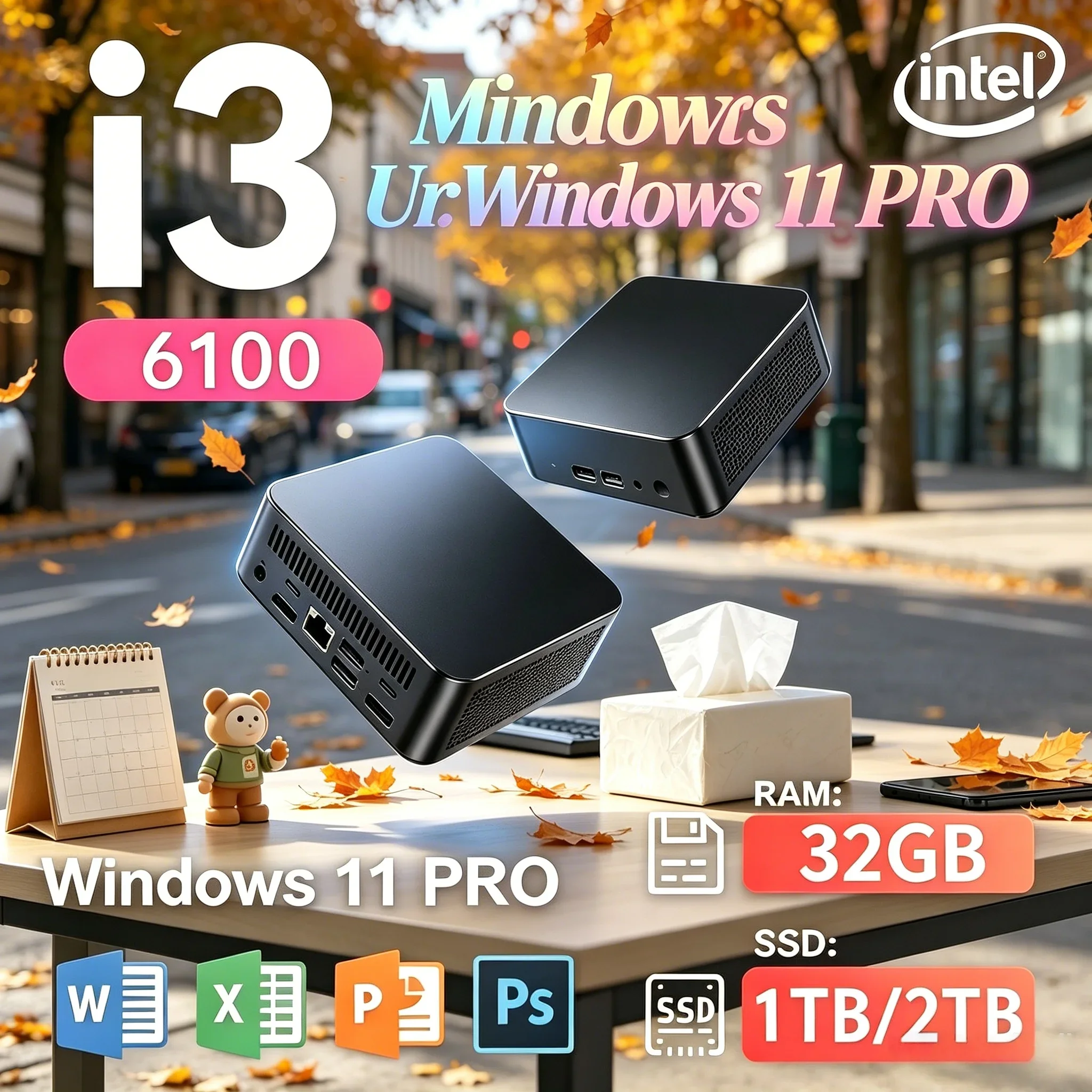 

I3 6100 Core Mini PC Win11 Pro 32GB RAM Expandable SSD 4K Ultra HD Video Gaming Mini Computer