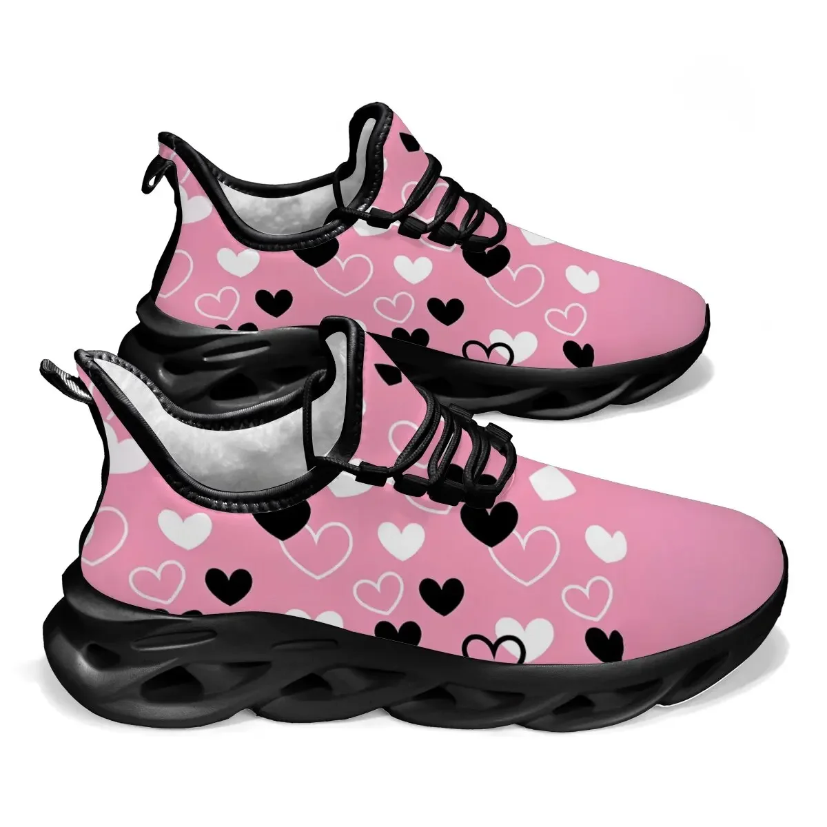 

Легкая модная повседневная спортивная обувь на шнуровке с низким берцем для пар в форме сердца, подходящая по цвету, с индивидуальным принтом