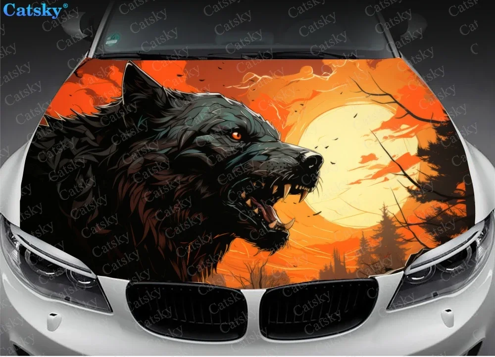 Wolf Watercolor Animal Painting Car Hood Decal Truck Decals Vinyl Sticker Graphic Wrap Stickers Trucks Cars Bonnet Vinyls