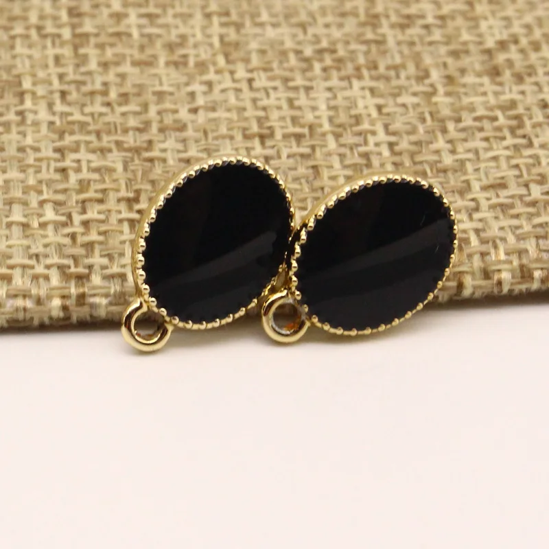 6szt Modne małe owalne czarne kolczyki wiszące Wisiorek Charms Diy Akcesoria Kobiety Dangle Earring Arete Jewelry Make C300
