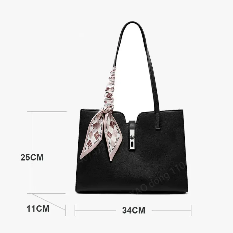 Yao dong nova bolsa tote feminina de couro grande capacidade moda cachecóis decoração bolsa de ombro feminina bolsas de couro genuíno 2527