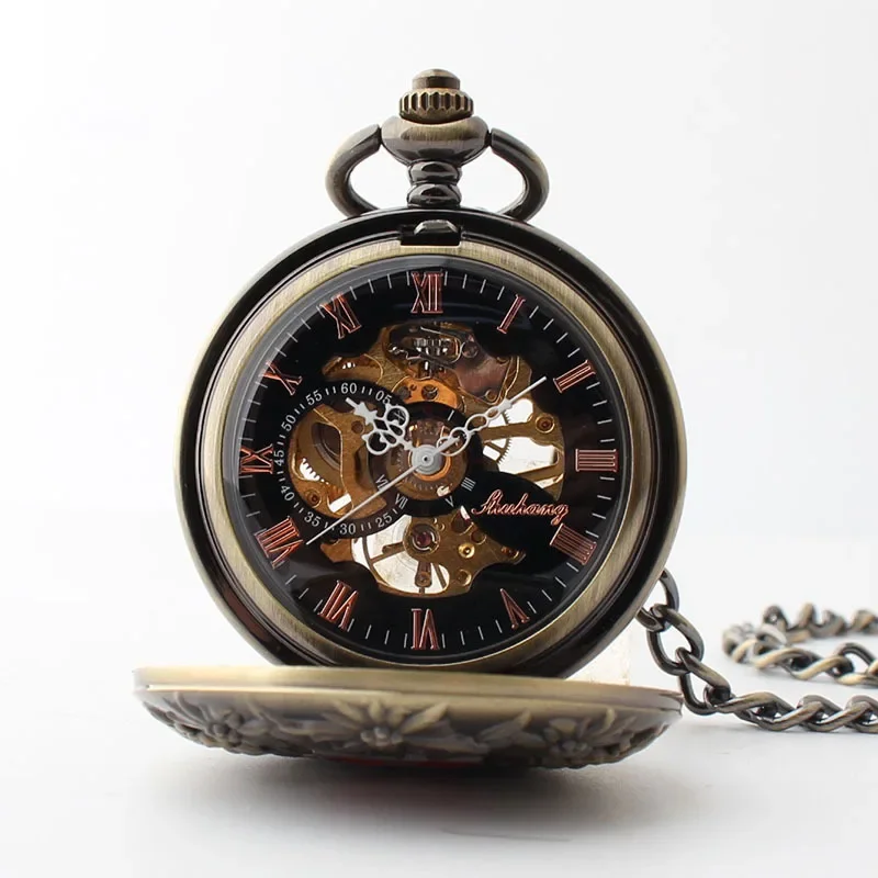 Vintage Mechanical Automatic Pocket Watches Medical Cross Swiss Classic Pattern Necklace Pendant Chain Clock relógio