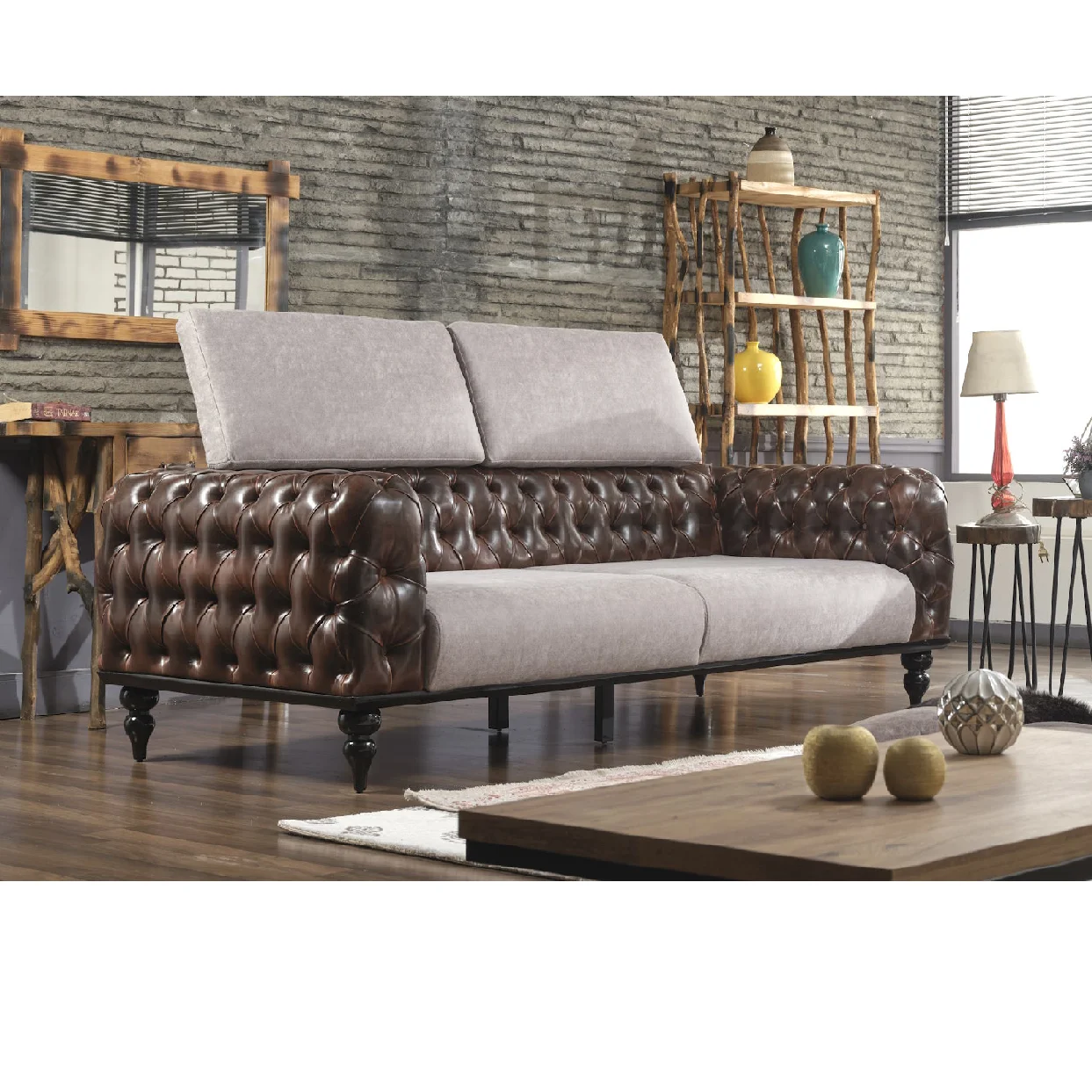 *Best Seller Chester Italian-Style Modern Three Seat Sofa Set Wood Furniture Living Room Apartment Kitchen Warehouse Workshop