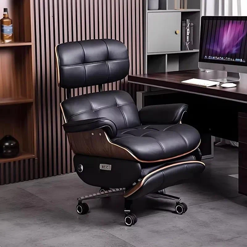 Ergonomic high-back office chair, leather executive swivel chair with waist support