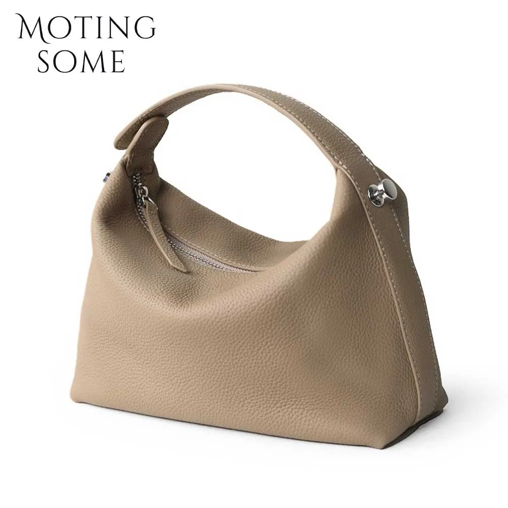 

Motingsome Soft Leather Woman Bags Luxury Cowhide Shoulder Saddle Bags 2024 New Mini Tote Handbag and Purse Daily Cowhide Bag