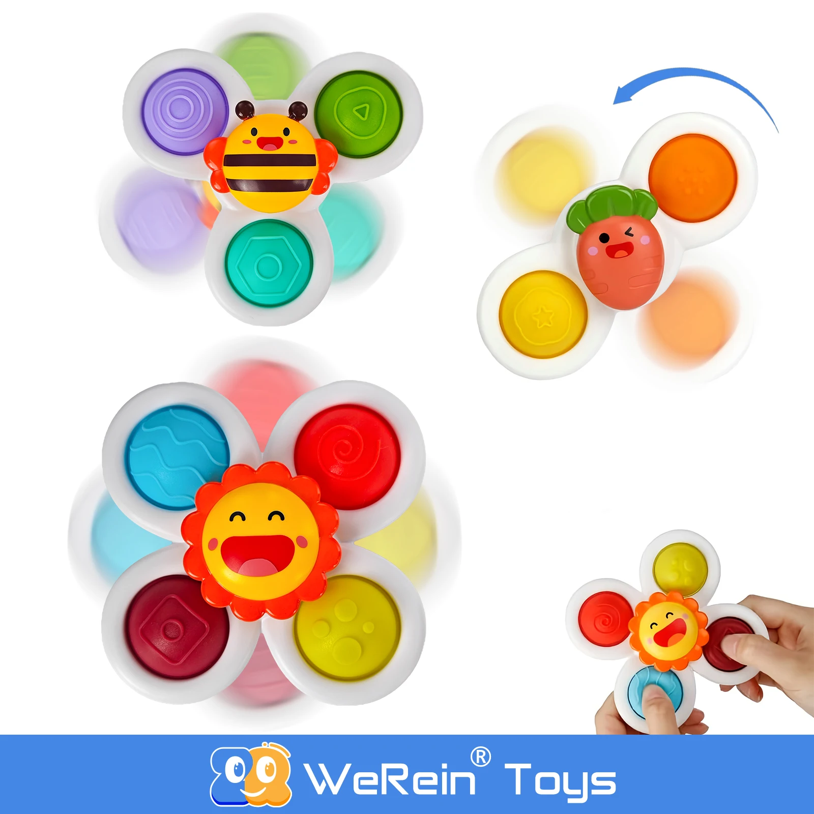 

Baby Bees Sunflower Carrot Theme ABS Silicone Spin Toy Educational Fun Play for Toddlers