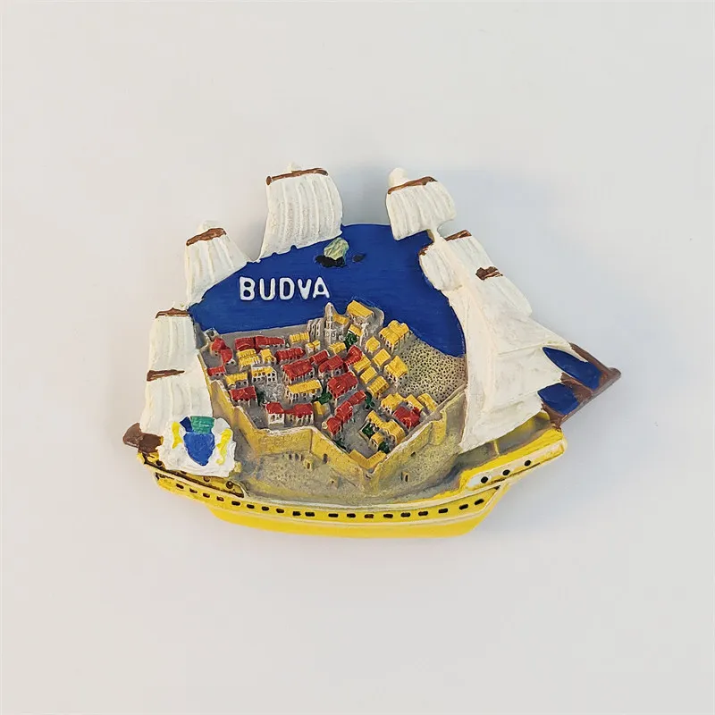 Old Town Budva Sailing Tour Souvenir Three-dimensional Painted Magnetic Fridge Magnet Resin Material