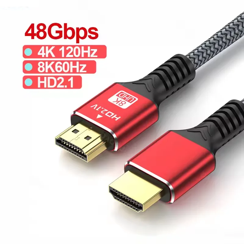 

48Gbps HDMI-compatible Cable 8K@60Hz 1m 2m 3m 5m HDMI-compatible 2.1 Cable 4K@120Hz HDR 3D Effect Video Cable For HDTV PC TV BOX