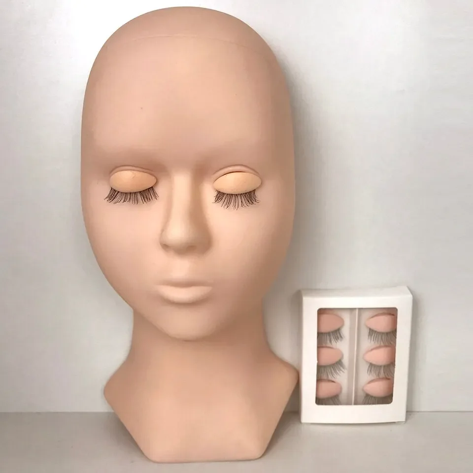 Training Mannequin Kopf für Wimpern verlängerung Silikon Kopf Mannequin mit abnehmbaren Augen Lerner Augenlid Kit Übungs kopf Modell