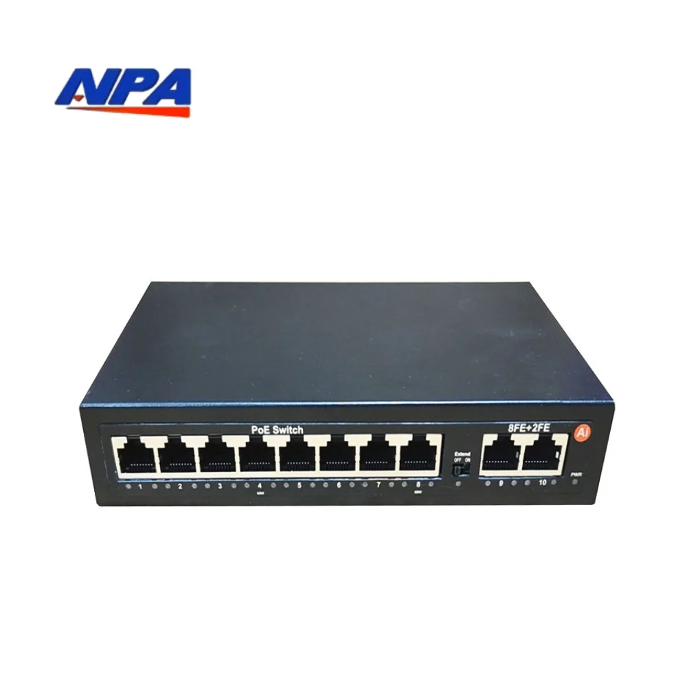 A Factory Directly 48V 10/100Mbps Network Switches 8 POE+ 2 Uplink Mini Rj45 POE Switch 8 Port for IP Camera Computer AP-1028MN