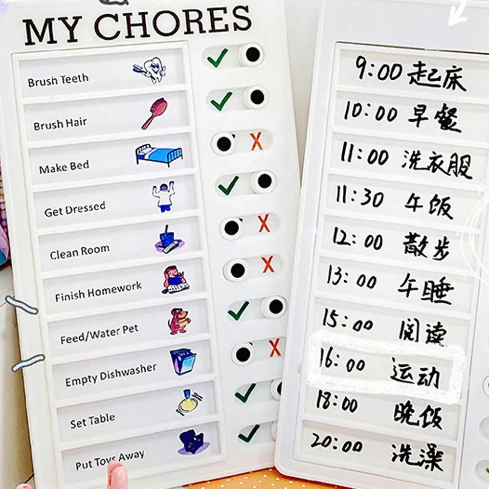 Daily Planner Schedule List Memo Plastic Board Chore Chart Children's Self-discipline Punch Card Student Message Checklist