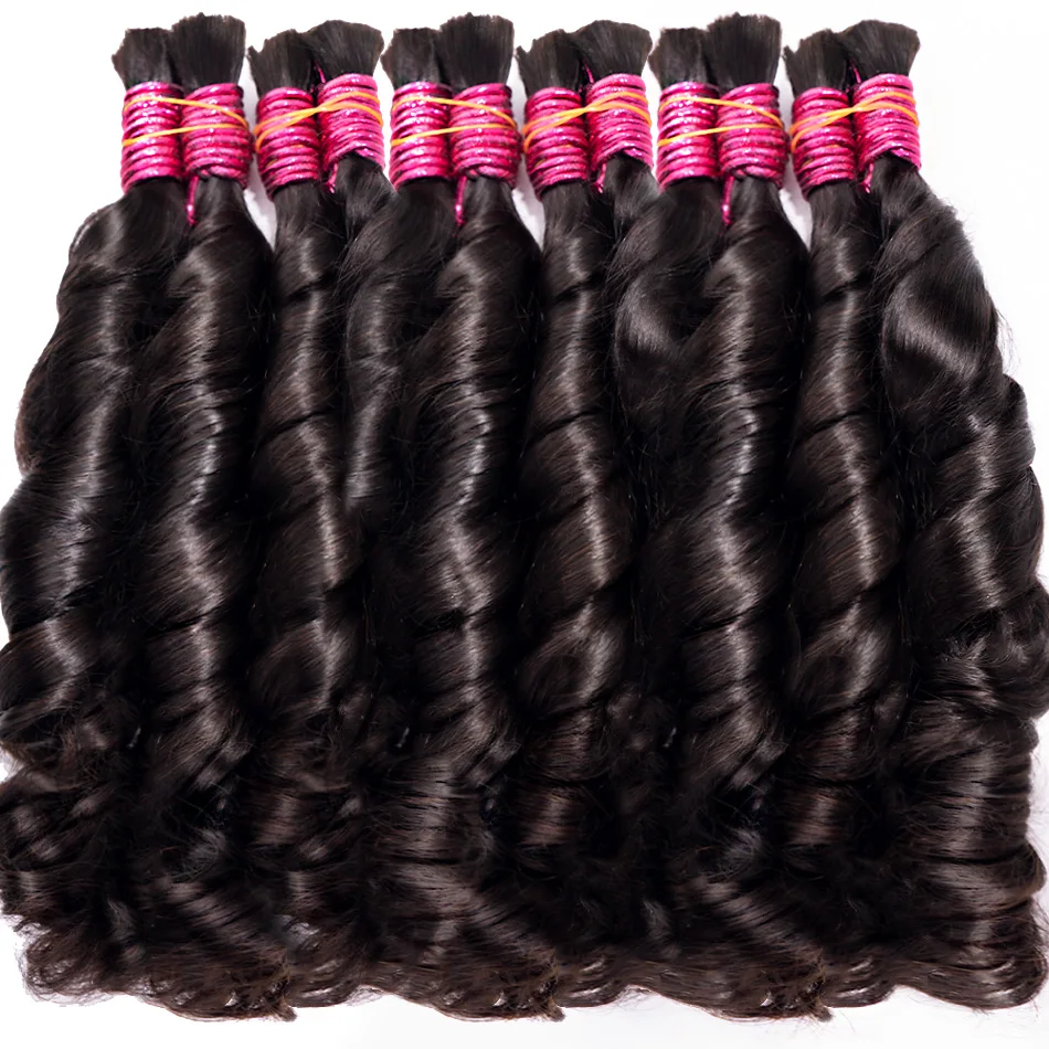 

Loose Deep Wave Human Hair Bundles Braiding Extension 100% Human Hair For Women Quick Weave Natural Black Color 18-30 Inch Curly