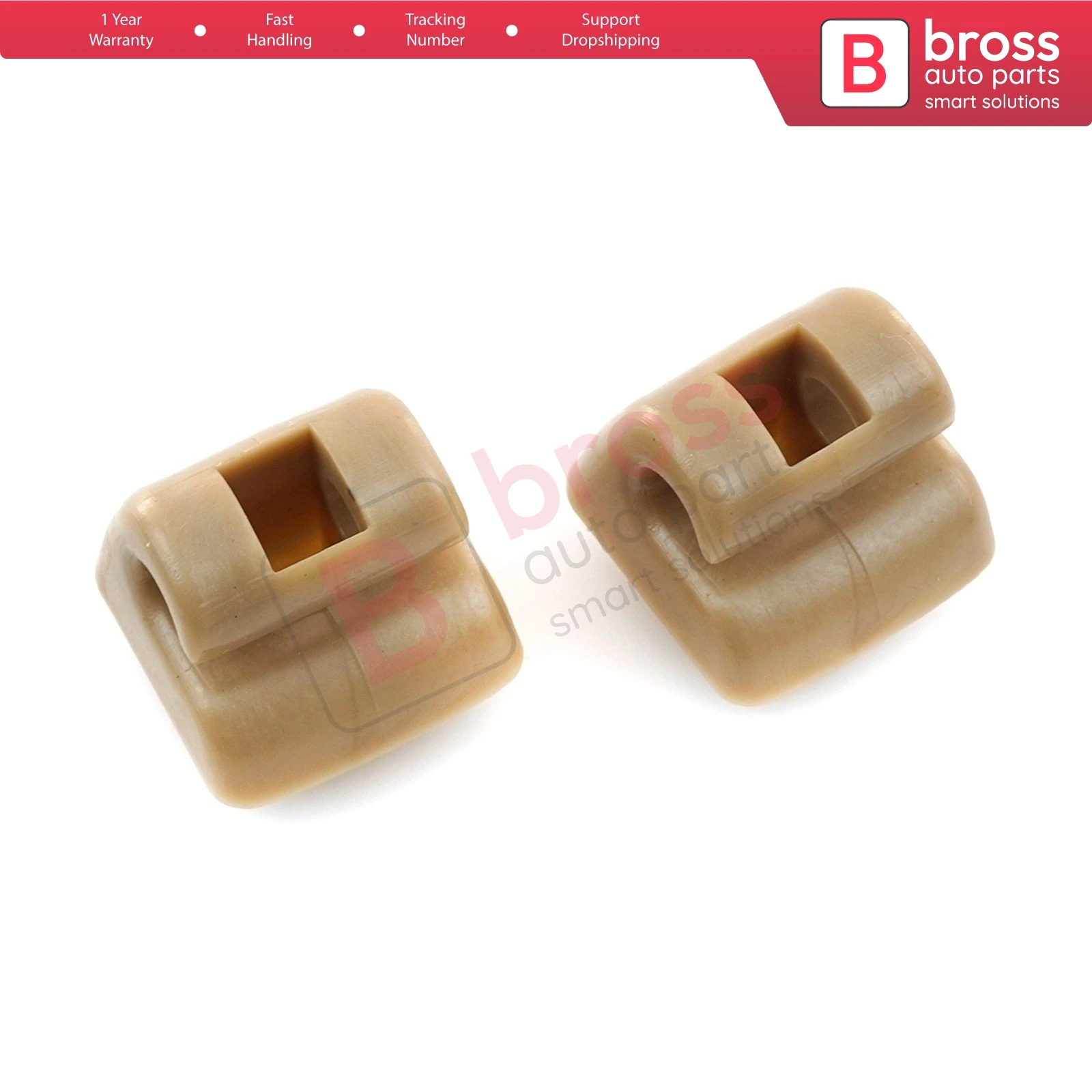 Bross BSR503 2 Pieces Sunvisor Sunshade Retainer Leg Repair Clips for Mercedes E Class W123 W124 W126 W140 W201 Tan color