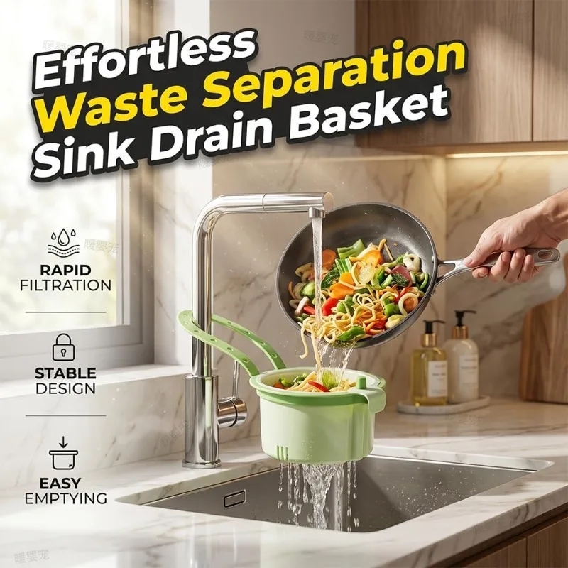 New Kitchen Sink Hanging Strainer Basket Detachable Openable Bottom Cover Kitchen Garbage Filter Quickly Drain Clean Rack