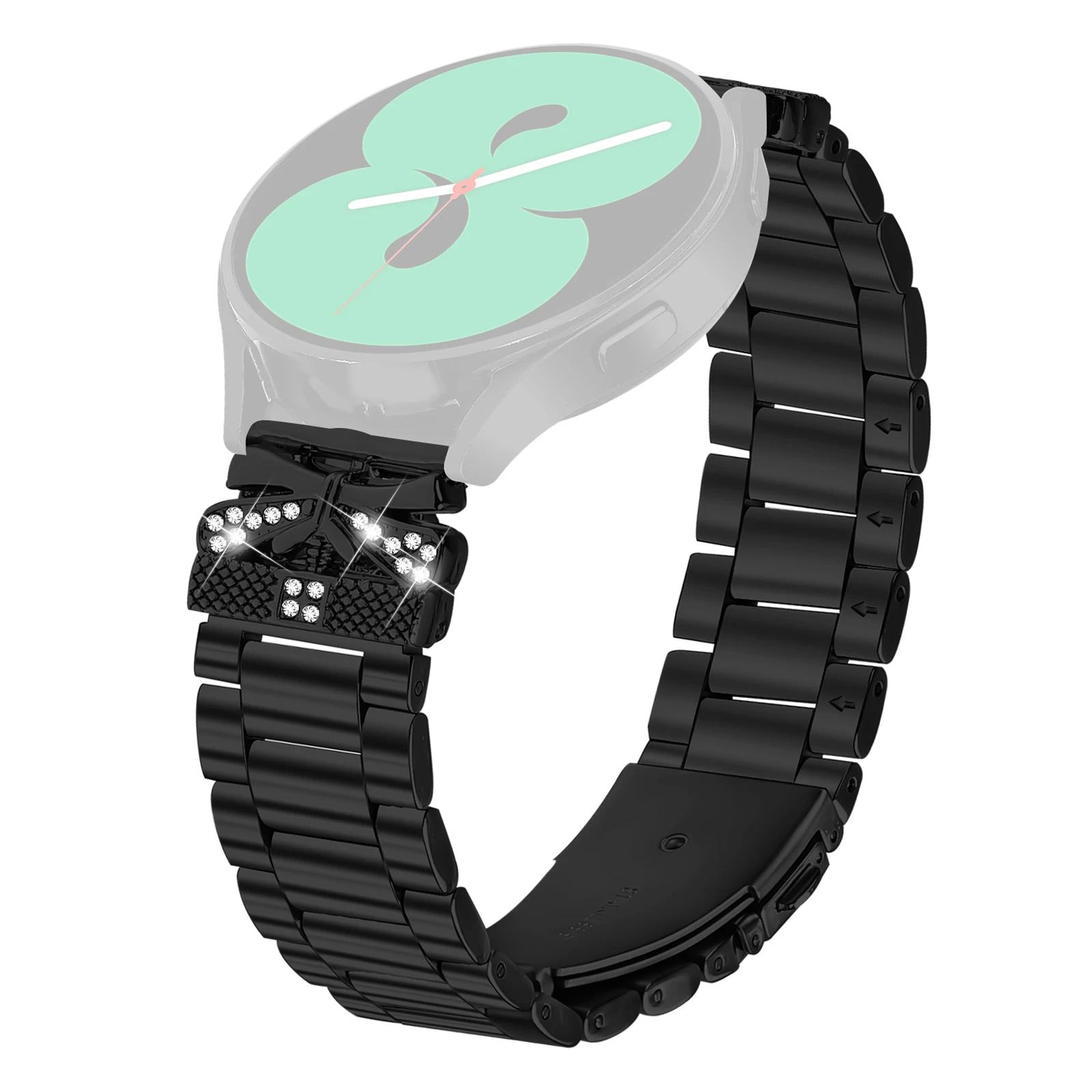 

Replacement Strap for Samsung Galaxy Watch3 41mm Butterfly Rhinestones Decor Watch Band - Black