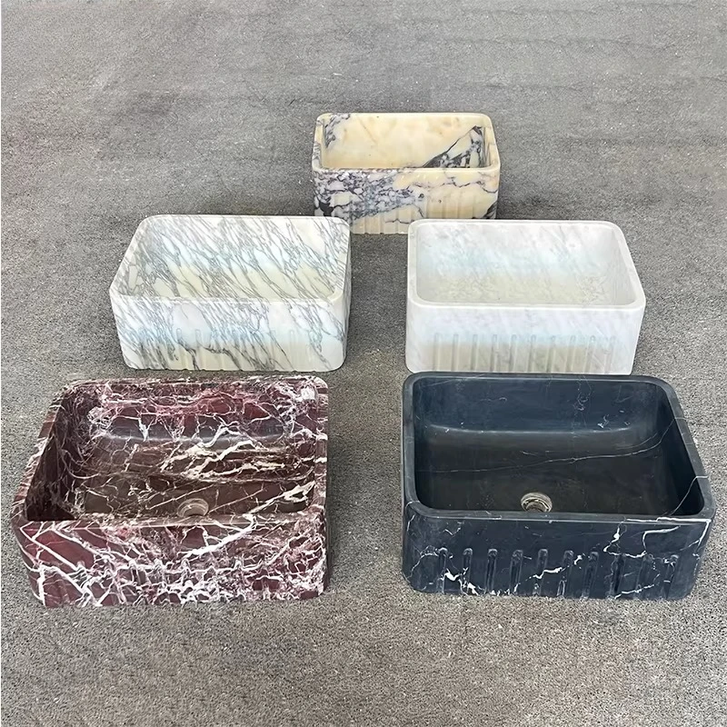 

Natural marble black marble pattern table basin ceramic integrated wash basin household bathroom washbasin balcony